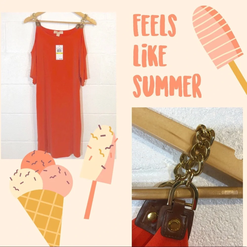 Michael Kors Orange Cold Shoulder Dress. CL61 - Picture 2 of 8
